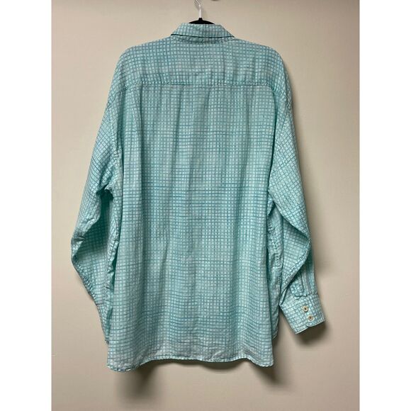 Tommy Bahama 100% Linen Turquoise Plaid Long Sleeve Shirt, Sz XXL - Picture 6 of 11
